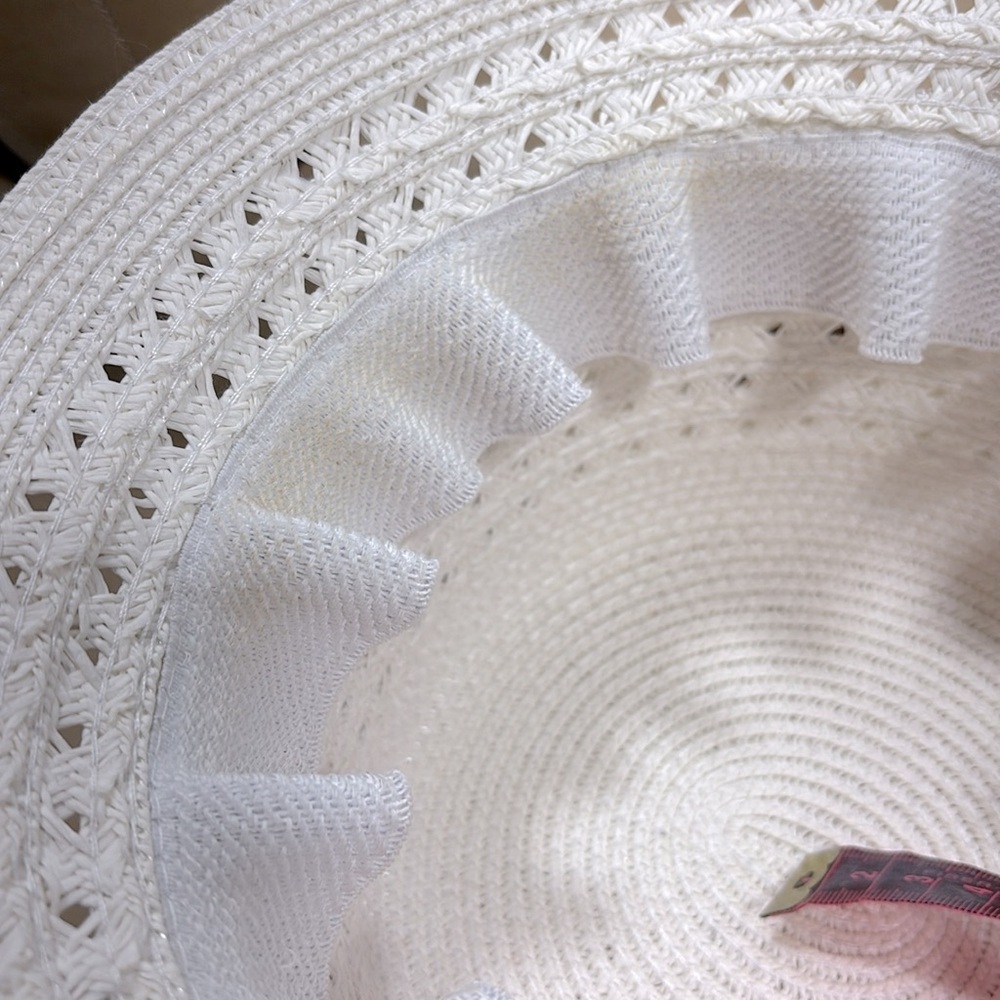 100% natural straw Cream Bucket Hat with Bead Accents - Picture 6 of 6